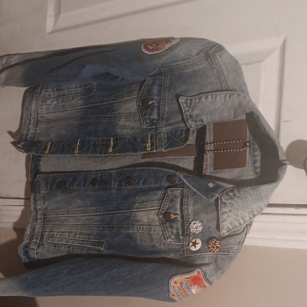 Rare Nirvana Dragonfly Blue Denim Jacket with Yellow Accent